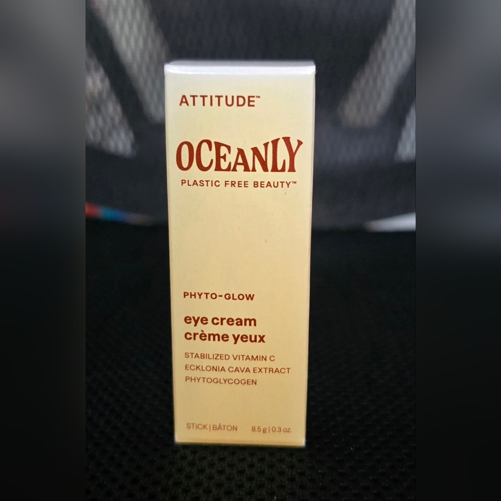 ATTITUDE Oceanly Phyto-Glow Eye Cream Stick, Plastic-free, Unscented,0.3 Ounce